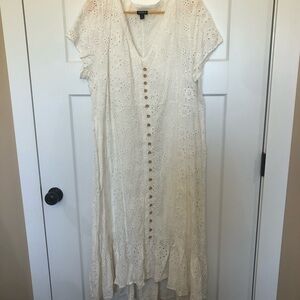Torrid White Eyelet Button-Down Dress